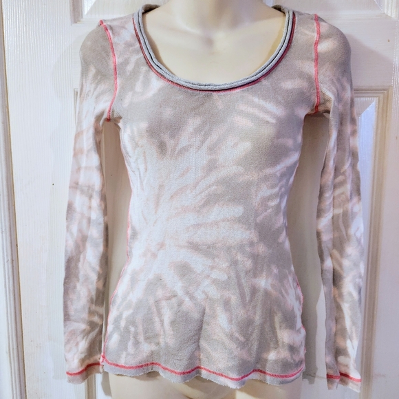 Marc Aurel Sheer Long Sleeve Neon Detail Top - Picture 2 of 7